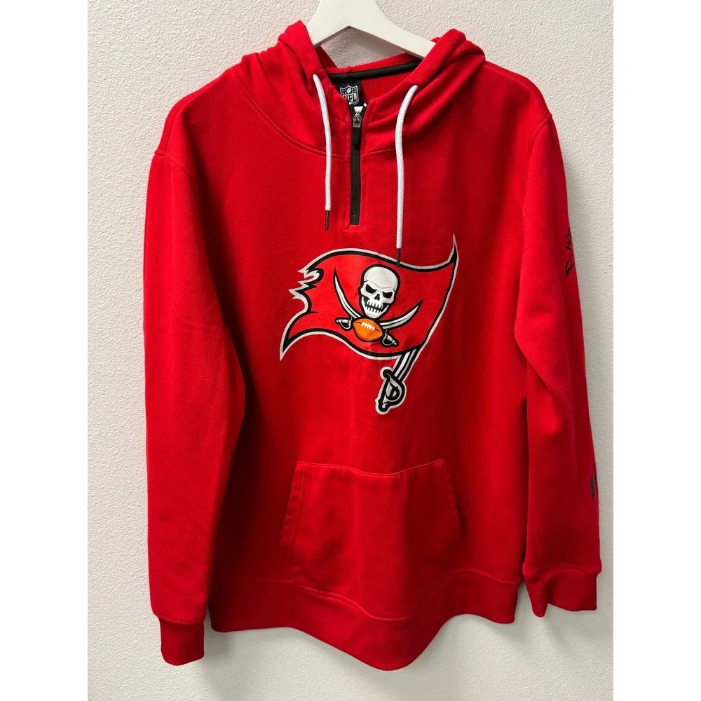 Tampa Bay Buccaneers‎ NFL Hoodie Mens XL Red Quarter Zip Pullover